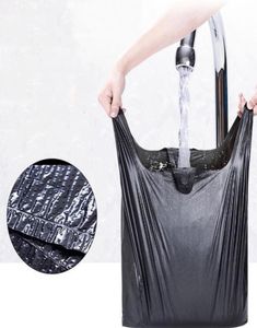 Kalınlaştırılmış çöp torbaları süpermarket alışveriş çantaları taşınabilir ev siyah çöp torbası tek kullanımlık vestshape plastik çöp torbaları vtky23327999