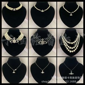 Yüksek kaliteli İmparatoriçe Dowager Xijiaxi Kolye İnci Gezegen Kolye Broş Broş Klasik Diamond Smathed Satürn Siyah Acate Collarbone Zinciri