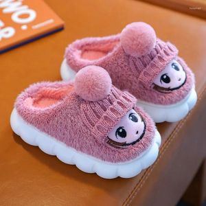 Slipper 2024 Winter Baby Girls Antiskid Cotton Slippers Children's Cute Cartoon Home Indoor Plush Warm Furry Kids Footwear