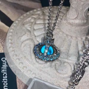 Дизайнеры Jewels Vivienne High версия западная эмператрическая вдовство полное алмазное тройное шаре среднее красное синий цвет градиент ожерелье легкая роскошная мода Ник