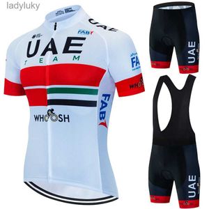 Bisiklet Jersey Setleri BAE Cycling Man Erkek Giyim 2023 Maillot Kıyafet Seti Üniforma Bisiklet Jersey Spor Giyim Giysileri MTB Erkek Bisiklet Pantolonları Suit240108