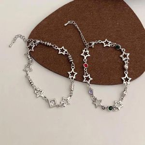 Charme pulseiras moda harajuku oco pentagrama cristal estrela pulseira para mulheres vintage estética casal jóias presente