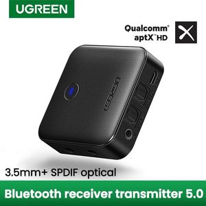 Разъемы Ugreen Bluetooth 5.0 приемник передатчика APTX HD 2 в 1 беспроводной аудио -адаптер цифровой оптический тослинк 3,5 мм AUX -разъем для телевизионного ПК