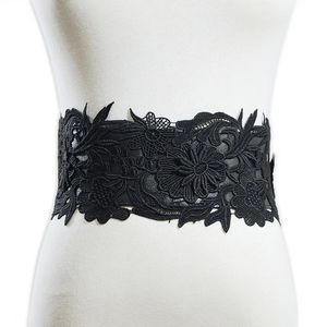 High Quality Ladies WhiteBlack Lace Girdle Fashion Sweet Elastic Decoration Women's Wide Belt Bg1252 240109