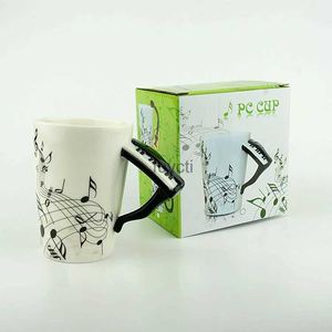 Kupalar yenilik 220ml piyano seramik fincan müzik notu süt suyu limon kupa kahve çay bardağı noel yeni yıl hediye yq240109