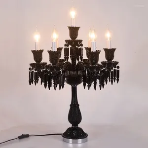 Настольные лампы с черным кристаллом для спальни, роскошная лампа D50см H78см, стиль свечи K9, украшение дома