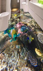 3D напольные водонепроницаемые обои для ванной комнаты, морское дно, коралловые тропические рыбы, 3D напольная живопись, самоклеящиеся обои7859184