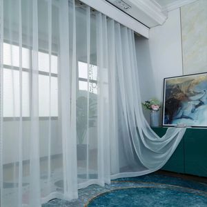 Asazal branco tule sheer bay janela gaze cortina para sala de estar varanda tamanho personalizado moderno voile cortinas decoração do quarto 240109