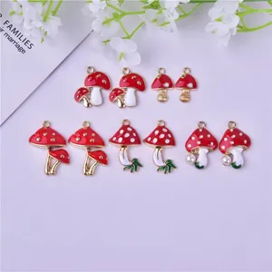 Charms 10pcs Cute Enamel Mushroom Charm For Jewelry Making Earring Pendant Bracelet Necklace Diy Accessories