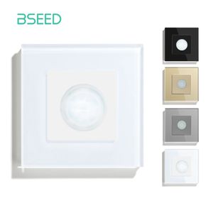 BSEED PIR Kızılötesi Hareket Gövde Sensörü Anahtar Hareket Sensörü Cam Mekanik Duvara Monte Anahtarlar AB Standart LED Işık Anahtarları 240108