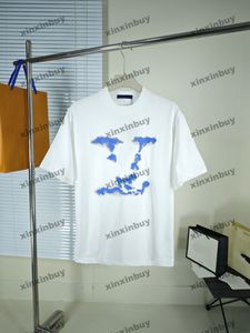 Xinxinbuy 2024 Erkekler Tasarımcı Tee T Shirt Beyaz Bulut Mektup Baskı 1854 Kadın Siyah Beyaz Kırmızı Mavi XS-XL