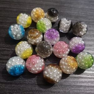 Toptan 14mm 16mm 20mm Şeffaf Çift Renkli Boncuklar Moda DIY El Yapımı için İçinde Küçük Aktris İnci ile Yapım 240108