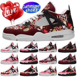 Özelleştirilmiş Ayakkabılar Sevgililer Günü Basketbol Ayakkabıları Severler Karikatür Diy Ayakkabıları Retro Rahat Ayakkabı Erkek Ayakkabı Açık Sneaker Pembe Büyük Boy 36-49