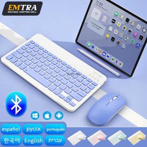 Keyboards EMTRA Bluetooth Wireless Keyboard Mouse For Android IOS Huawei Tablet For iPad Air Mini 5 Spanish Korean Russian KeyboardL240105