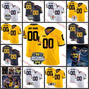 Will Johnson Mike Sainristil Michigan Wolverines 2024 Champions Football Jersey Blake Corum J. J. McCarthy Colston Loveland Ernest Hausmann Michigan Jerseys