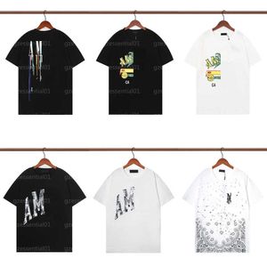 Amari Tshirts Tasarımcı Erkekler Tişört Tasarımcıları Tshirt Moda Mektubu Baskı Kısa Kollu Yuvarlak Boyun İnce Fit Külot Top Spor Sıradan Artı Boyut Tee Yaz Amri T-Shirt