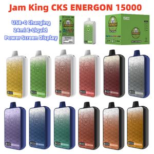 Jam King CKS ENERGON 15000 затяжек для вейпа, съемный, 24 мл, склад ЕС, оптовая продажа вейпа, 15k, USB-C, зарядка, электронная жидкость, экранный дисплей, 12 вкусов, слойка для вейпа