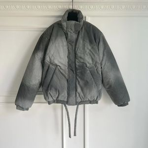 Orijinal ACN kalınlaştırılmış stand yaka ceketler lavabo halo boyalı sprey boyalı pamuk ceket retro gradyan gri tasarım ceket