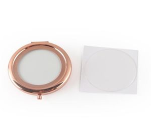 Fashion Rose Gold Compact Cosmetic Mirror DIY Hollow Makeup Mirror 58 mm Epoxy Sticker 5 Pieceslot 184109826076