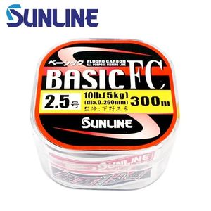 100% оригинальная леска Sunline Brand Basic Fc 225 м/300 м, прозрачный цвет, леска из углеродного волокна, импортированная из Японии проволока, лидер-линия 240108