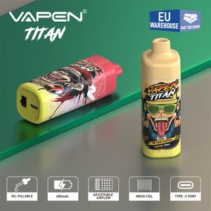 Склад ЕС | VAPEN TITAN 10000Puffs Одноразовая электронная сигарета Vape с предварительным заполнением масла, воздушного потока, пара, электронных сигарет Razz Wape Puff Bar Vaper Pure Flavors 10K 12K Быстрая доставка