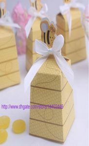 500 шт., подарочные коробки для детского душа, сладкие, как пчела, желтая коробка конфет для свадебной вечеринки, улей Favor4424461