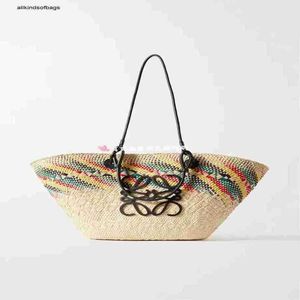 Дизайнерская сумка Loewwe Anagrams Basket UK Oem 10% Модная кожаная сумка с цветной лафитовой тканой средней сумкой rj