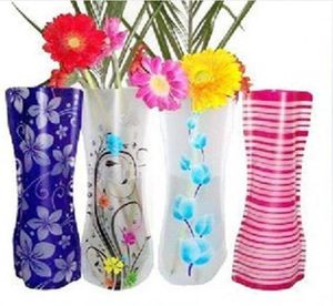 20pcs Yaratıcı Clear PVC Plastik Vars Ekof -Dostu Katlanabilir Katlanabilir Çiçek Vazo Yeniden Kullanılabilir Ev Düğün Dekorasyonu Plastik FL6825142