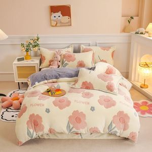 Thick Fleece Warm Flannel Coral Winter Duvet Cover Double Sided Velvet Bedding Set Single Queen King Size Quilt cover 240109