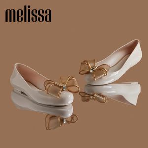 Melissa sapatos femininos verão senhoras boca de peixe sandálias adultos meninas arco nó único sapatos de praia feminino s 240109