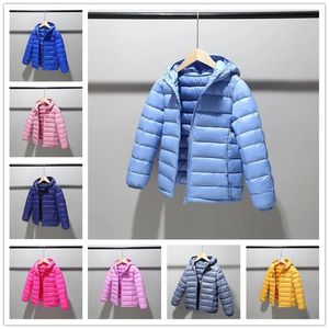 Children 214 years old down cotton jacket clothes for boys girls padded kids fleece hooded coats P5076 240127