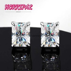 Stud Horripal 5*7mm 1Ct Radyant Cut D VVS1 Moissanit Küpeler S925 Sterlling Gümüş Kulak Tapaları Zarif Basit Stil Takı Kızları YQ240110