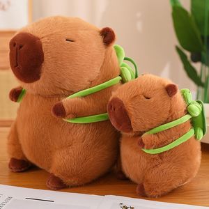 Kabarık Capybara Peluş Bebek Kawaii Capybara ile Kaplumbağa Sırt Çantası ile Şey Oyuncak Doldurulmuş Hayvanlar Çocuk Juguetes Doğum Günü Hediye Ev Dekoru Orta 13 inç