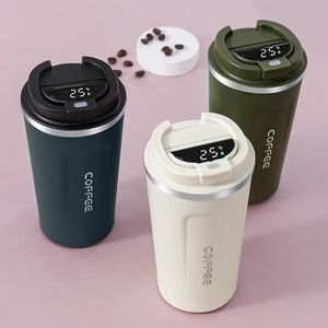 510ml Thermos Coffee Mug Stainless Steel Coffee Cup Temperature Display Vacuum Flask Thermal Tumbler Insulated Cup Water Bottle 240110
