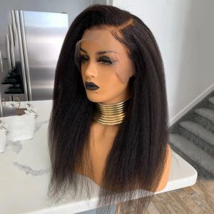 Kinky Straight Human Hair Wigs Glueless Wig Human Hair Ready To Wear 360 Hd Lace Human Hair Lace Front Wig Brazilian Wig