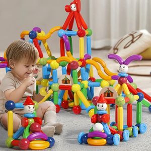 Magplayer детские магнитные строительные блоки, плитка, головоломка, игрушечные палочки, стержни Монтессори, подарок для детей 240110