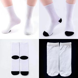 Erkekler Beyaz Boş Süblimasyon Diy Atletik Spor Yarım Yastık Orta Mürettebat Sokak Çorapları Heat için Sokak Giyim Çorapları 240109