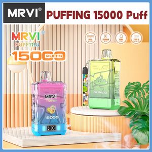 Оригинальный 15000 затяжек MRVI PUFFING 15K затяжек одноразовый вейп 750 мАч Двойная сетчатая катушка со смарт-экраном Ремешок для вейпера 12k Бесплатная доставка одноразовая вейп-ручка