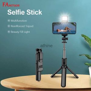 Selfie monopodlar fangtuosi kablosuz bluetooth selfie sopa cep telefonu tutucusu geri çekilebilir taşınabilir mini tripod ile dolgu ışık uzak deklanşör yq240110