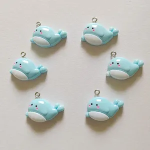 Anhänger Halsketten 10PCS Little Whale Kawaii Cartoon Ocean-Serie DIY Harz Halskette Ohrringe Armband Schlüsselbund Tasche Dekoration Zubehör