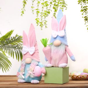 Decoração de páscoa orelhas de coelho boneca primavera gnome boneca sem rosto com ovo cenoura rudolph boneca decoração atacado