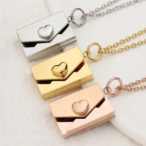 Ожерелья с подвесками, персонализированное ожерелье-конверт из 18-каратного золота с гравировкой «Сердце любви» для пары