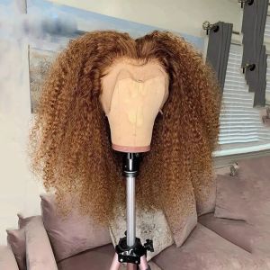 Бразильский бесклеевой парик Go Lace Pre Cut, 360, кружевной фронтальный парик, имитация человеческих волос, светло-коричневый цвет, странные вьющиеся парики для женщин
