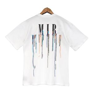 Bir miRS Tasarımcı T-Shirt Street Wear Yaz Moda T-Shirts Splash Mürekkep Mektubu Baskı Tasarım Çift Kısa Kollu Siyah Beyaz Klasik Erkek ve Kadınlar Kısa Kollu