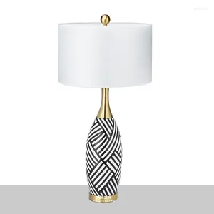 Masa lambaları ihracat Amerikan zebra şerit altın seramik lamba lüks el model oda oturma odası dekorasyonu
