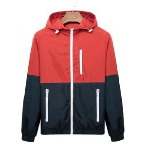 Ceketler rüzgarlık erkekler rahat bahar sonbahar hafif ceket 2022 yeni varış kapüşonlu kontrast renk fermuarlı ceketler dışarısı ucuz
