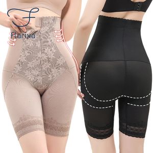 Flarixa Lace High Waist Flat Belly Panties Waist Trainer Body Shaper Tummy Slimming Butt Lifter Underwear Women Safety Shorts 240109