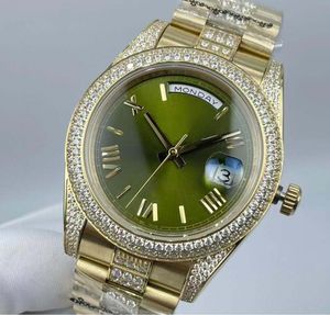 10 Style Мужские наручные часы высшего качества с сверлением, бриллиантовый безель, 41 мм, золото 18 карат, двухцветный сапфир, светящаяся автоматическая дата, eta 2813, механические автоматические часы