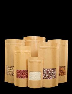 İç mylar ziplock torbaları yeniden kapatılabilir açık üst kraft torbaları, kılıf pencereli koku taşıyan gıda depolama su geçirmezlik
