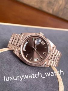 Relógio masculino de alta qualidade 40mm 18k movimento de ouro rosa automático masculino mostrador romano 228235 228238 228239 pulseira de aço inoxidável ewf relógios masculinos limpos caixa de presente
